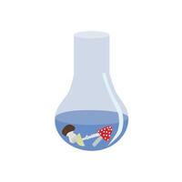 Glass flask with a witch's potion. illustration isolated on white background. vector