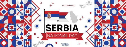 Serbia Flag Abstract Background Design Template. Serbia Independence Day Banner Wallpaper Map. vector