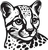 Ocelot cat head silhouette illustration. vector