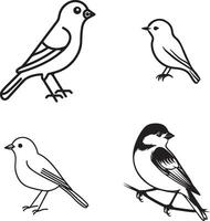 black and white drawing of birds outline vector
