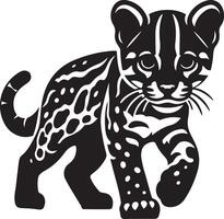 Ocelot cat walking silhouette illustration. vector