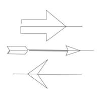 uno línea dibujo de flechas izquierda y Derecha lineal flechas continuo línea Arte ilustración diseño vector