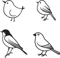 black and white drawing of birds outline vector