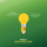 mundo juventud habilidades día creativo anuncios diseño. mundo juventud habilidades día, julio 15, , 3d ilustración vector