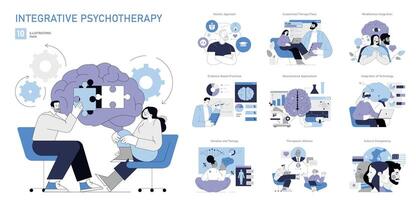 integrador psicoterapia. plano ilustración vector