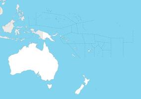 Blank Political Oceania Map illustration with countries in white color. Editable and clearly labeled layers. vector