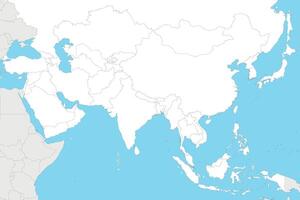 Blank Political Asia Map illustration with countries in white color. Editable and clearly labeled layers. vector