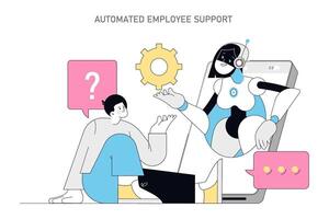 Using AI for Human Resources. Flat Illustration vector