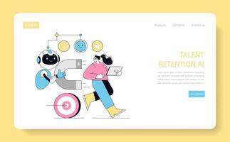 Using AI for Human Resources. Flat Illustration vector