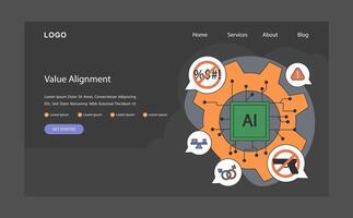 ai ética oscuro o noche modo web, aterrizaje. artificial inteligencia chip vector