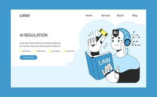 AI ethics web or landing. Artificial intelligence alignment. Computer vector