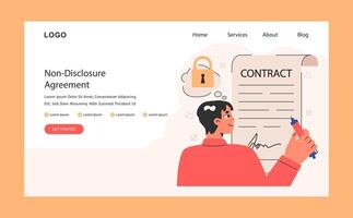 Non-disclosure agreement web banner or landing page. Signing contract, vector