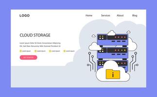 Cloud storage. Virtual data servers and secure cloud technology. vector