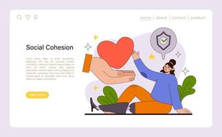 Social Cohesion concept. A nurturing hand offers a heart, symbolizing community support and trust. vector