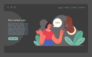 Active listening skill web banner or landing page dark or night vector