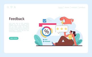 Feedback concept. A professional reflects on performance metrics and client reviews. vector