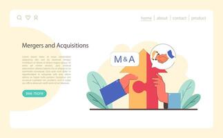 Mergers and Acquisitions concept. Hands fitting together puzzle pieces. vector