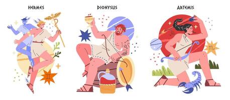 Ancient Greek Gods. Flat Illustration vector