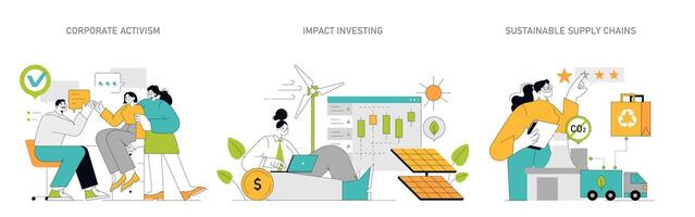 sustentabilidad y csr ilustración vector