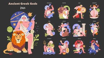 antiguo griego Dioses. plano ilustración vector