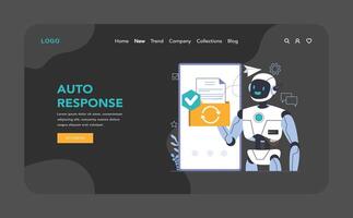 Chat bot dark or night mode web or landing. AI-powered customer service vector