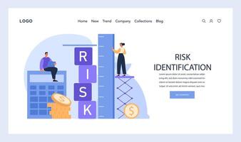 Risk Identification web or landing. Strategic evaluation of financial uncertainties vector