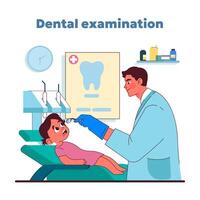Child dental check up. illustration vector