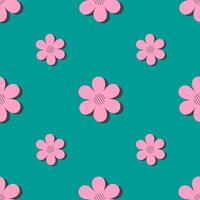 y2k retro background with pink flowers on green background vector