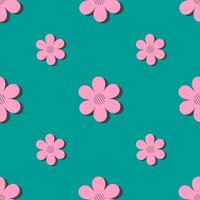 y2k retro background with pink flowers on green background vector