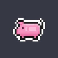 pink pig in pixel art style vector