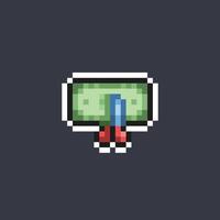 cutting money in pixel art style vector