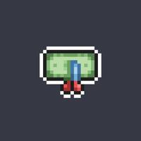 cutting money in pixel art style vector