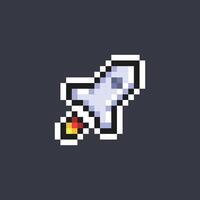 flying rocket in pixel art style vector