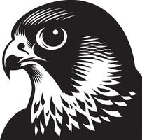Peregrine Falcon bird face silhouette illustration. vector