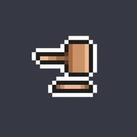 wooden hammer in pixel art style vector