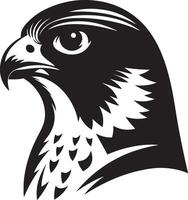 Peregrine Falcon bird head face silhouette illustration. vector