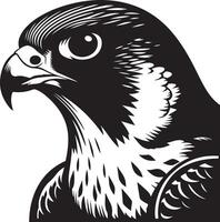 Peregrine Falcon bird head silhouette illustration. vector