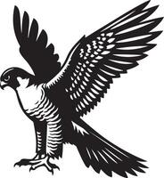 Peregrine Falcon flying silhouette illustration. vector