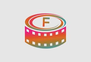 Elegant letter F logo for strip film illustration vector