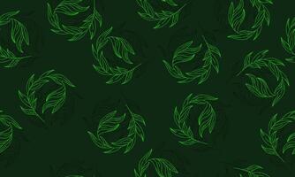 Seamless floral pattern with green leaves and shadow. vector