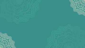 Simple Flat Elegant Sacred Geometric Mandala Blank Horizontal Background Design in Teal Turquoise vector
