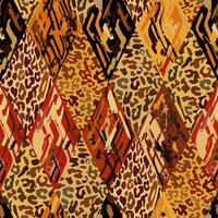 Bright seamless ethnic african pattern with leopard skin in warm colors vector