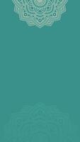 Simple Flat Teal Blank Vertical Background with Ornate Sacred Geometric Mandala Rosette Design vector