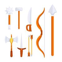 medieval armas colocar. enviar apocalíptico espadas juego arma icono vector