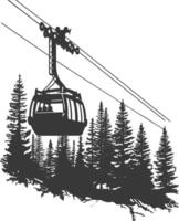 Silhouette Aerial tramway black color only vector