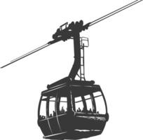 Silhouette Aerial tramway black color only vector