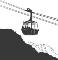 Silhouette Aerial tramway black color only vector