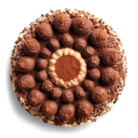 chocolate trufas mandala un decadente circular modelo de clasificado chocolate trufas con cacao polvo limpiar el polvo png