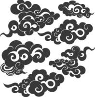 Silhouette chinese cloud symbol black color only vector