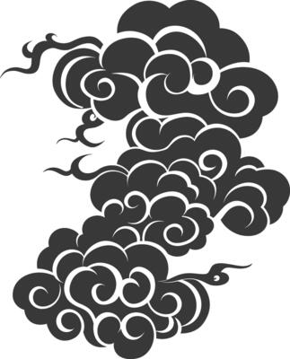 Silhouette chinese cloud symbol black color only